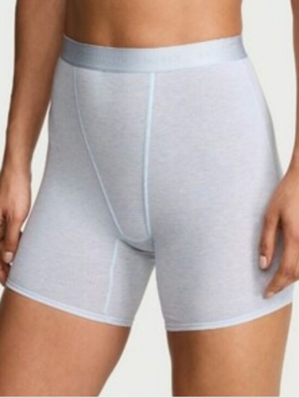 Victoria's secret logo cotton stretch high waist boxer brief panty shorts BLUE M